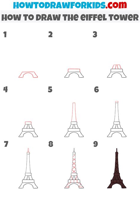 How To Draw The Eiffel Tower Easy Drawing Tutorial For Kids