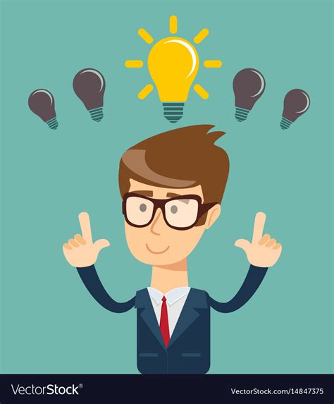 Business Person Having An Bright Idea Light Bulb Vector Image