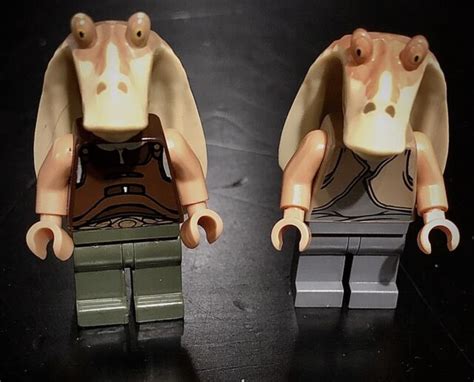 Two Genuine Lego Star Wars Jar Jar Binks Minifigures From Different