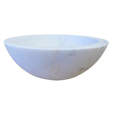 Eden Bath Small Round Stone Vessel Sink In White Marble Ebs003gw H