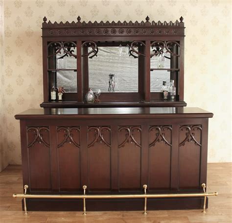 7ft Gothic Solid Wood Home Bar W Mirrors And Brass Rails Wnl42