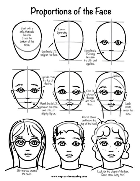 Learn To Draw A Face In Proportion With This Free Printable Sheet From