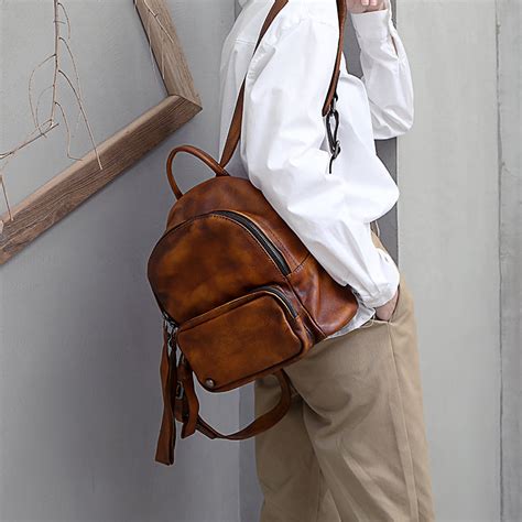 Designer Womens Mini Brown Leather Backpack Bag Purse Backpacks For Wo