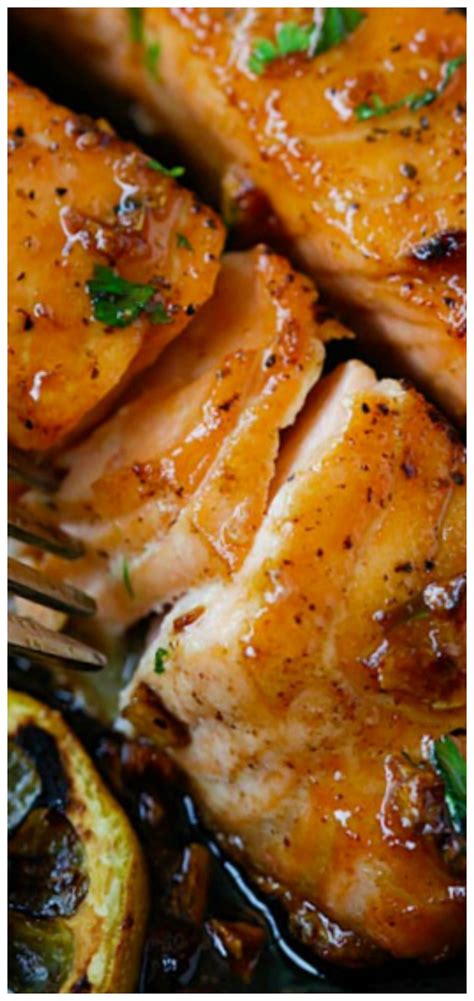 Easy Honey Garlic Salmon ~ Garlicky Sweet And Sticky Salmon With