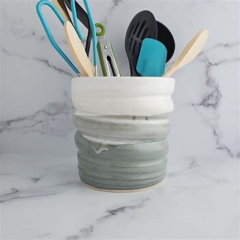 Handmade Ceramic Utensil Holder Utensil Crock Kitchen Etsy In 2020