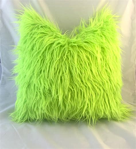 Lime Green Pillow Cover Lime Faux Fur Pillow Lime Decorative Etsy
