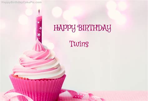️ Happy Birthday Cupcake Candle Pink Cake For Twins