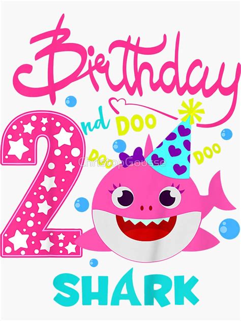 Kids Baby Shark 2 Years Old 2nd Birthday Doo Doo Sticker By