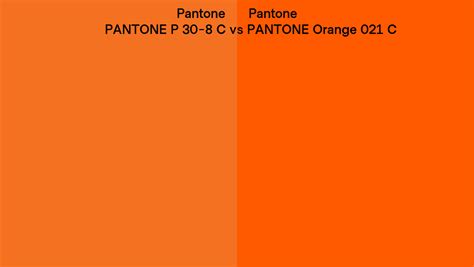 Pantone P 30 8 C Vs Pantone Orange 021 C Side By Side Comparison
