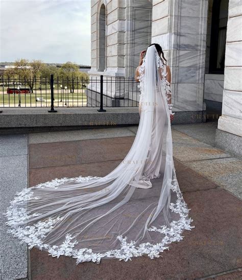 Cathedral Veil Lace Edge Bridal Veil Royal Wedding Veil Etsy
