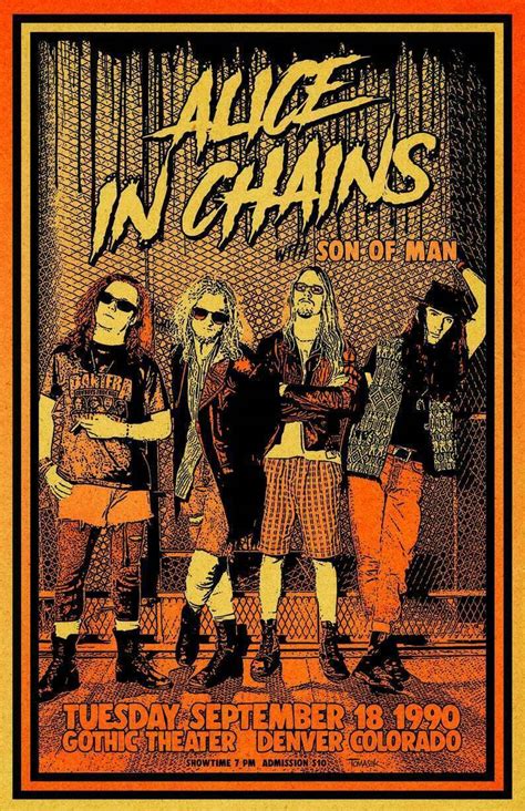 Alice In Chains 1990 Tour Poster Alice In Chains Vintage Poster Wall