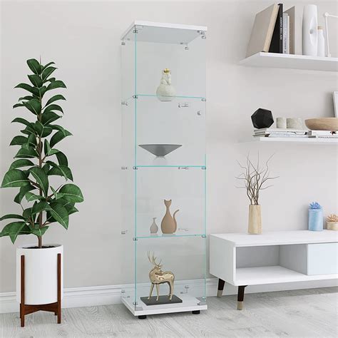 Buy Tehrecbt 4 Tier Glass Display Showcase Cabinet Curio Cabinet With Glass Door Floor