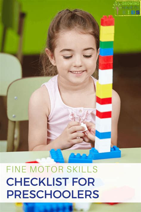 Fine Motor Skills Checklist For Preschoolers Ages 3 5 Years Old