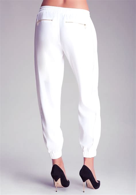 Lyst Bebe Contrast Track Pants In White