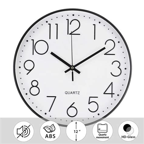 12 Inches Minimalist Small Wall Clocks Round Silent Non Ticking Quartz