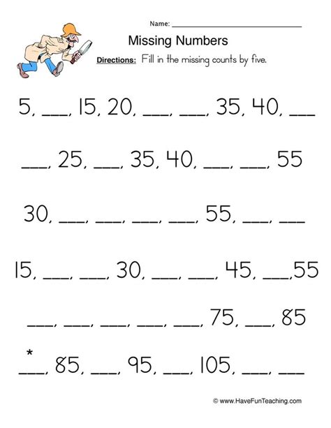 Count Fives Fill In The Blank Worksheet Have Fun Teaching 1st Grade