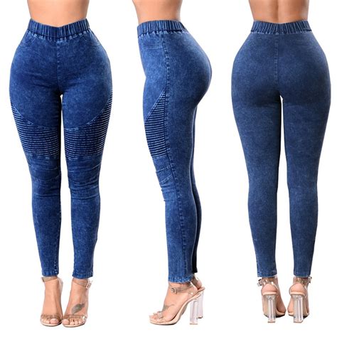 Weweya Pantalones Vaqueros Ajustados Informales Para Mujer Jeans Elásticos De Cintura Alta Para