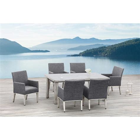 OVE Decors Montreal 7-Piece Gray Metal Frame Patio Set with Gray Olefin and Textilene Cushions ...