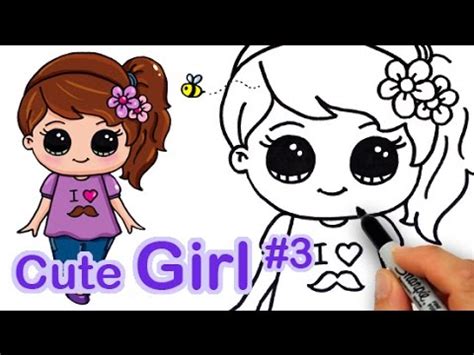 First, start off by drawing two lines which will help you keep your drawing symmetrical. How to Draw Cute Girl Easy #3 - YouTube
