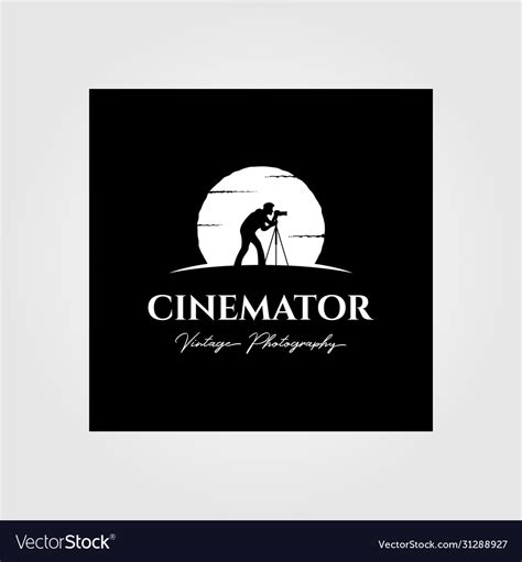 Cinematography Photography Vintage Logo With Moon Vector Image
