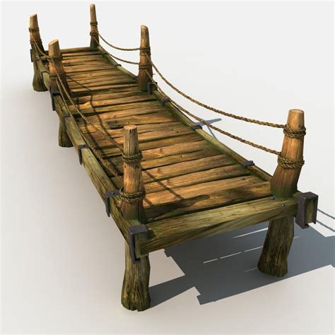 Old Wooden Bridge 04 3d Model Cgtrader