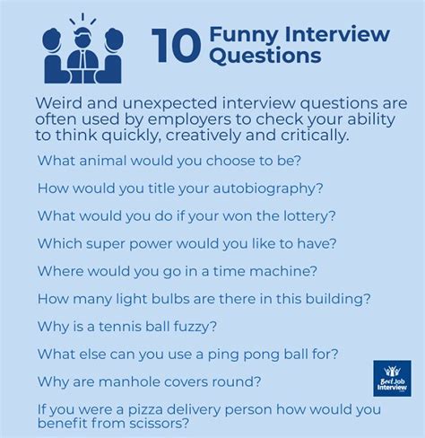Fun Interview Questions Employers Ask Interview Questions Funny Interview Questions Job