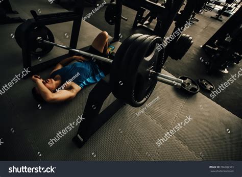 Gym Workout Accident Overtraining Weight Lifting Stock Photo 786607333