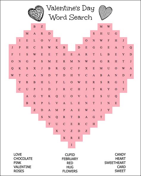 Valentine Word Search Printable Valentines Day Word Search Puzzle