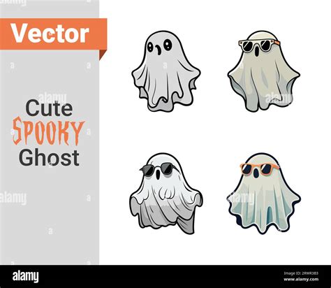 cute spooky halloween ghosts vector illustration boo ghost vector silhouette design stock