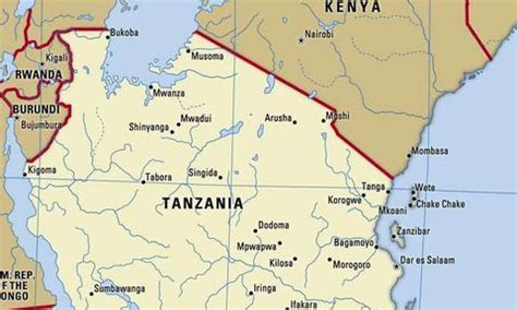 Bản đồ hành chính đất nước Tanzania Tanzania Map phóng to năm TH Điện Biên Đông