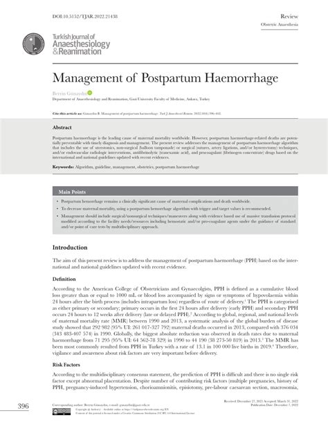 Pdf Management Of Postpartum Haemorrhage