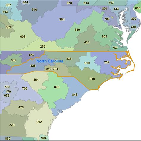 North Carolina Area Codes Map Of North Carolina Area Codes Gambaran