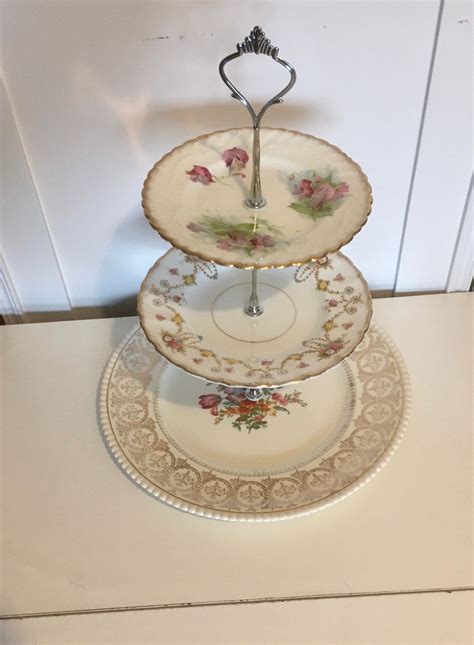 Stunning Vintage 3 Tier Cake Stand For Afternoon Tea Cream Etsy
