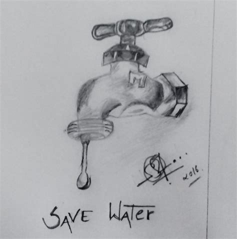 Save Water Pencil Sketch DesiPainters Com