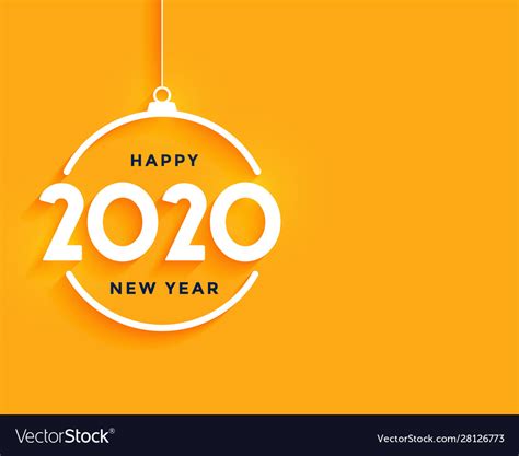 Happy New Year Bright Yellow Minimal Background Vector Image
