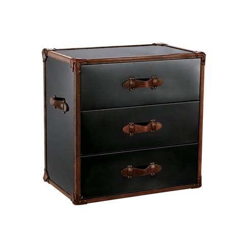 Leather Bedside Night Stand 3 Drawer Bethel International Touch Of Modern