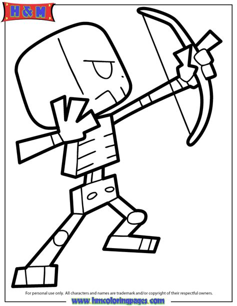 Cartoon Minecraft Skeleton Coloring Page | Minecraft coloring pages