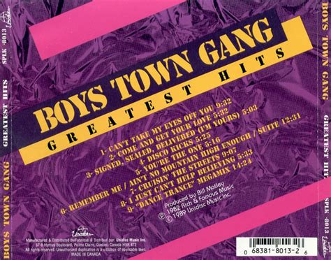 Carátula Trasera De Boys Town Gang Greatest Hits Portada