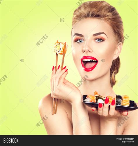 Beauty Woman Eating Image And Photo Free Trial Bigstock