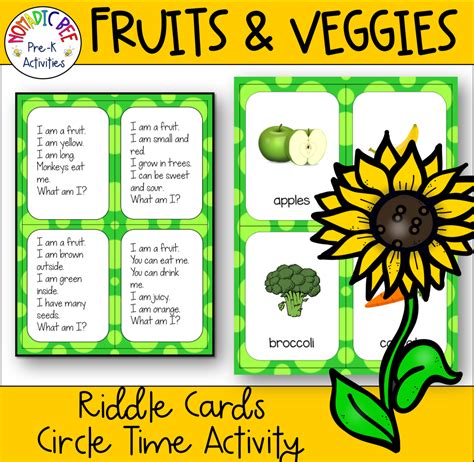 Fruits And Vegetables Riddle Cards Nbprekactivities