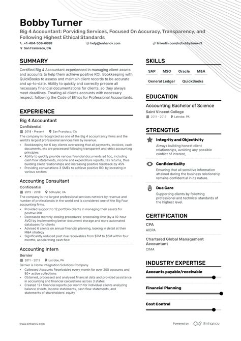 5 Big 4 Accounting Resume Examples And Guide For 2023
