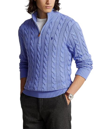 polo ralph lauren cable knit cotton quarter zip sweater dillard s