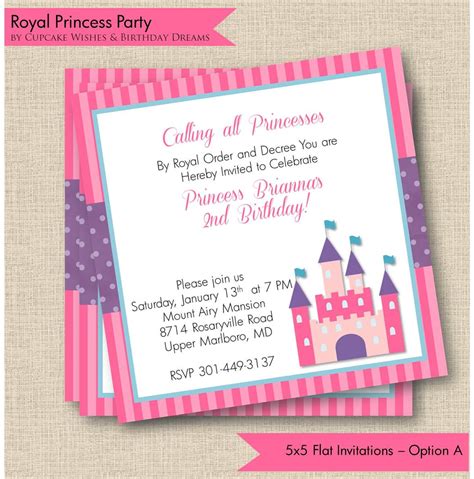 Royal Princess Printable Party Invitations Royal Castle Pink Etsy