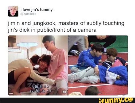 Jimin And Jungkook Masters Of Subty Touching Jin S Dick In Public Front Of A Camera Ifunny