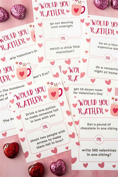 Free Printable Valentines Would You Rather Game Play Party Plan
