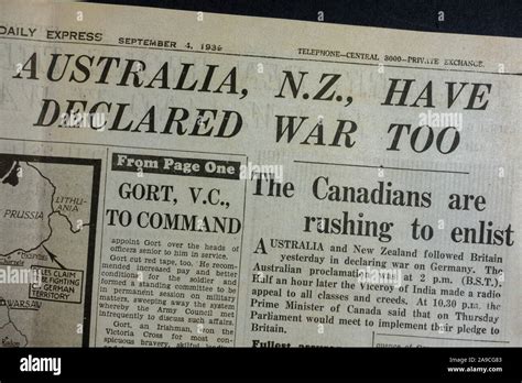 Article Showing Australia And New Zealand Declaring War In The Daily