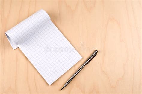 Grid Paper And Pen On The Table Stock Image Image Of White Empty