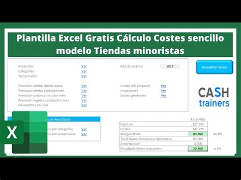 Plantilla Excel Gratis Cálculo Costes sencillo modelo Tiendas YouTube