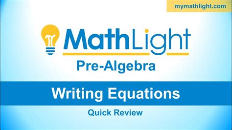 Writing Equations Word Problems Quick Review Youtube