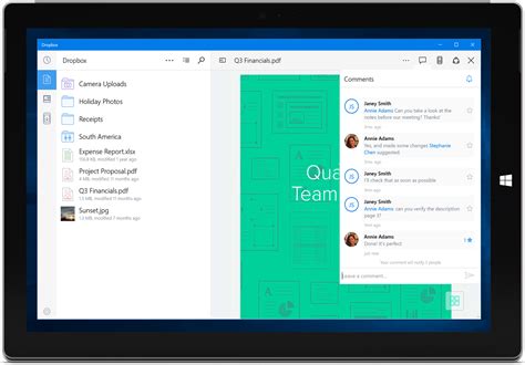 With dropbox, your files are always in sync. The Universal Dropbox app for Windows 10 is rolling out ...